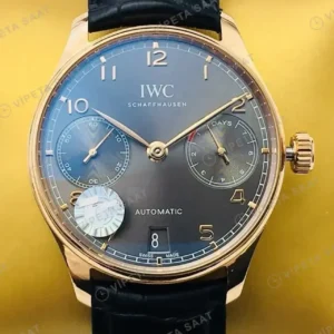 IWC Portugieser Gri Kadran Gold Super Clone ETA Saat kırp kapak