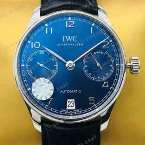 IWC Portugieser Mavi Kadran Çelik Super Clone ETA Saat kırp kapak