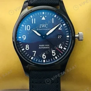 IWC Pilot Mark XVIII Le Petit Prince Mavi Kadran Siyah 40mm Super Clone ETA Saat kırp kapak