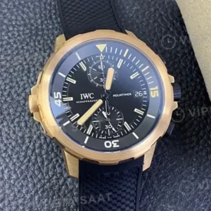 IWC Portugieser Chronograph Gumus Kadran Celik Kasa Kahverengi Deri Kordon Super Clone ETA Saat kırp kapak