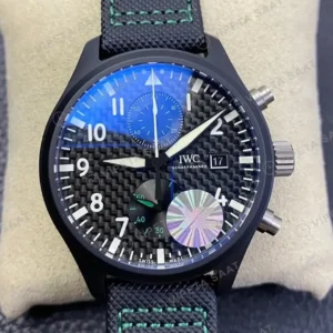IWC Pilot Chronograph Top Gun Siyah Kadran Seramik Kasa Nato Kordon Super Clone ETA Saat kırp kapak
