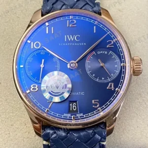 IWC Portugieser Rose Kasa Mavi Kadran Mavi Deri Super Clone ETA Saat kırp kapak