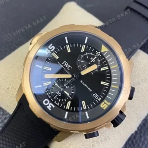 IWC GMT-Master II Aquatimer Kronograf Bronz Kasa Gri Kadran Kaucuk Kordon Super Clone ETA Saat kırp kapak