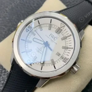 IWC Aquatimer Beyaz Kadran Kaucuk Kordon Super Clone ETA Saat kırp kapak