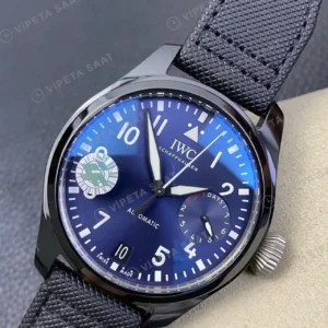 IWC Big Pilot Siyah Seramik Kasa Mavi Kadran Siyah Kordon Super Clone ETA Saat kırp kapak