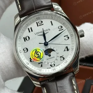 Longines Master Collection Beyaz Arabik Güç Göstergeli Deri Super Clone ETA Saat kırp kapak