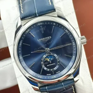 Longines Master Collection Mavi Ay Evreli Deri Super Clone ETA Saat kırp kapak