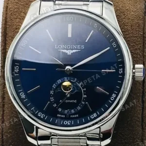 Longines Master Collection Ay Evreli Mavi Kadran Çelik 40mm Super Clone ETA Saat kırp kapak