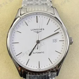 Longines Lyre Beyaz Kadran Celik Kasa Celik Kordon Super Clone ETA Saat kırp kapak