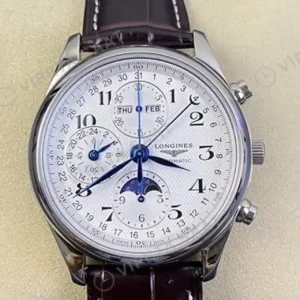 Longines Master Collection Beyaz Kadran Kahverengi Deri Super Clone ETA Saat kırp kapak