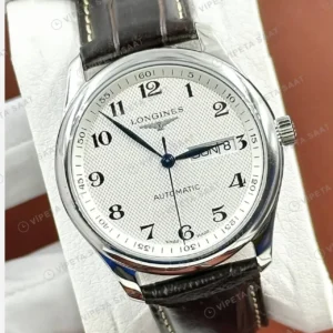 Longines Master Collection Beyaz Arabik Ay Evreli Deri Gündüz Super Clone ETA Saat kırp kapak