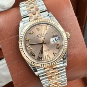 Rolex Datejust 31 mm 278271 Roma Rakamlı Pembe Kadranlı Jubilee Bilezik Fluted (Yivli) Bezel 2236 Super Clone ETA Saat kırp kapak