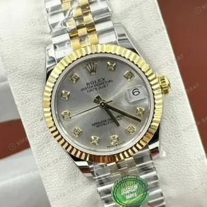 Rolex Datejust 31 mm 278273 Pırlanta İndeksli Rhodium Kadranlı Jubilee Bilezik Fluted (Yivli) Bezel 2236 Super Clone ETA Saat kırp kapak