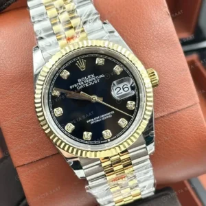 Rolex Datejust 36 mm 126233 Siyah Kadranlı Oyster Bilezik Fluted (Yivli) Bezel 3235 Super Clone ETA Saat kırp kapak