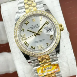 Rolex Datejust 36 mm 126233 Pırlanta İndeksli Beyaz Kadranlı Jubilee Bilezik Fluted (Yivli) Bezel 3235 Super Clone ETA Saat kırp kapak