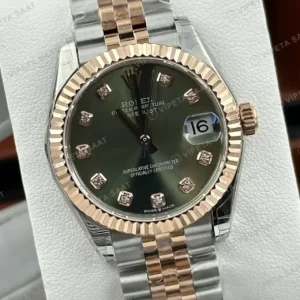 Rolex Datejust 31 mm 278271 Pırlanta İndeksli Mint Yeşil Kadranlı Jubilee Bilezik Fluted (Yivli) Bezel 2236 Super Clone ETA Saat kırp kapak