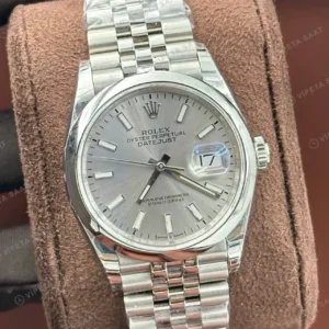 Rolex Datejust 36 mm 126200 Rhodium Kadranlı Jubilee Bilezik Smooth / Domed (Düz) Bezel 3235 Super Clone ETA Saat kırp kapak