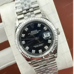 Rolex Datejust 31 mm 278274 Pırlanta İndeksli Siyah Kadranlı Jubilee Bilezik Fluted (Yivli) Bezel 2236 Super Clone ETA Saat kırp kapak