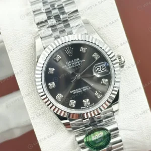 Rolex Datejust 31 mm 278274 Pırlanta İndeksli Rhodium Kadranlı Jubilee Bilezik Fluted (Yivli) Bezel 2236 Super Clone ETA Saat kırp kapak