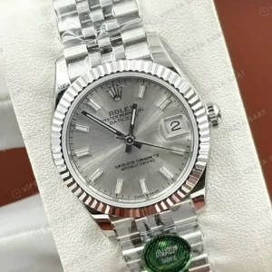 Rolex Datejust 31 mm 278274 Pırlanta İndeksli Gümüş Kadranlı Jubilee Bilezik Fluted (Yivli) Bezel 2236 Super Clone ETA Saat kırp kapak