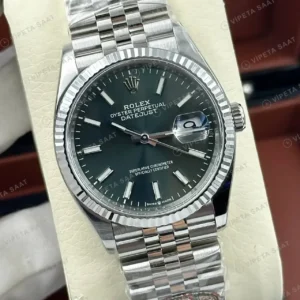 Rolex Datejust 36 mm 126234 Mint Yeşil Kadranlı Jubilee Bilezik Fluted (Yivli) Bezel 3235 Super Clone ETA Saat kırp kapak