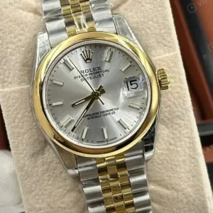 Rolex Datejust 31 mm 278273 Pırlanta İndeksli Gümüş Kadranlı Jubilee Bilezik Fluted (Yivli) Bezel 2236 Super Clone ETA Saat kırp kapak