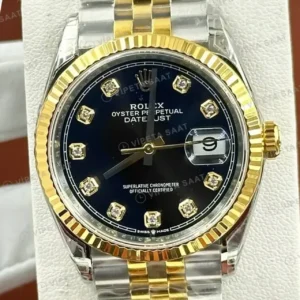Rolex Datejust 31 mm 278273 Pırlanta İndeksli Mavi Kadranlı Jubilee Bilezik Fluted (Yivli) Bezel 2236 Super Clone ETA Saat kırp kapak