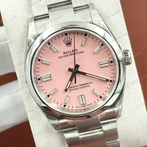 Rolex Datejust 36 mm 126200 Pembe Kadranlı Oyster Bilezik Smooth / Domed (Düz) Bezel 3235 Super Clone ETA Saat kırp kapak