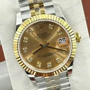 Rolex Datejust 31 mm 278273 Şampanya Kadranlı Jubilee Bilezik Fluted (Yivli) Bezel 2236 Super Clone ETA Saat kırp kapak