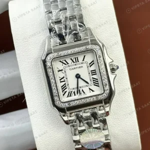 Cartier Santos 35 mm WSSA0029 Beyaz Kadran Celik Parlak Super Clone ETA Saat kırp kapak