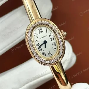 Cartier Santos-Dumont 31.4 mm WSSA0023 Santos Dumont Beyaz Kadran Deri Gunduz Super Clone ETA Saat kırp kapak