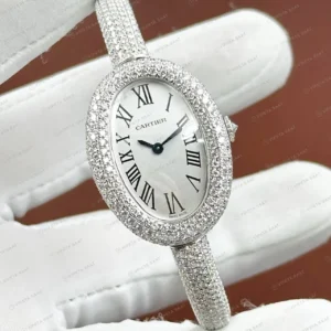 Cartier Baignoire 32 mm WGBA0009 Elmas Tasli Roman Oval Super Clone ETA Saat kırp kapak