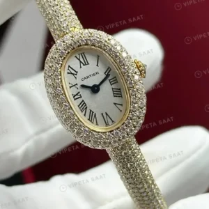 Cartier Baignoire 32 mm WGBA0009 Elmas Tasli Bilezik Oval Super Clone ETA Saat kırp kapak