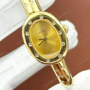 Cartier Baignoire 32 mm WJBA0005 Altin Sari Oval Bilezik Super Clone ETA Saat kırp kapak