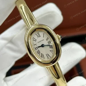 Cartier Baignoire 32 mm WJBA0005 Altin Oval Bilezik Parlak Super Clone ETA Saat kırp kapak