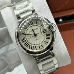 Cartier Ballon Bleu 33 mm W4BB0034 Gri Kadran Celik Bileklik Super Clone ETA Saat kırp kapak