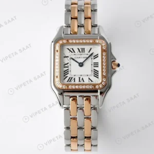 Cartier Panthère 27 mm W2PN0006 Rose And Steel Diamond Super Clone ETA Saat kırp kapak