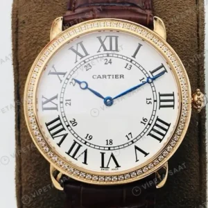 Cartier Ronde 36 mm WSRA0022 Beyaz Kadran Tasli Bezel Gold Super Clone ETA Saat kırp kapak