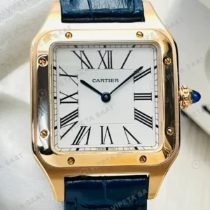 Cartier Santos-Dumont 31.4 mm WSSA0023 Beyaz Kadran Deri Klasik Super Clone ETA Saat kırp kapak