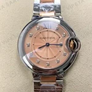 Cartier Ballon Bleu 33 mm W6920085 Celik Kasa Kirmizi Kadran Kirmizi Deri Kordon Super Clone ETA Saat kırp kapak