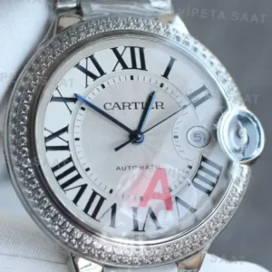 Cartier Ballon Bleu 33 mm W4BB0034 Gri Kadran Celik Baget Bezel Celik Kordon Super Clone ETA Saat kırp kapak