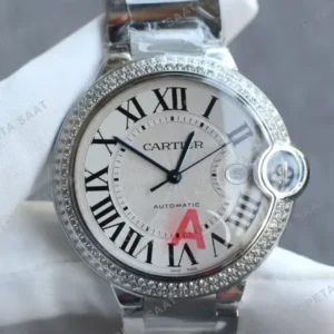 Cartier Ballon Bleu 33 mm WSBB0044 Beyaz Kadran Celik Kasa Baget Bezel Celik Kordon Super Clone ETA Saat kırp kapak