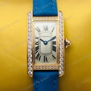 Cartier Tank 33.7 mm WGTA0067 Beyaz Kadran Tasli Gold Tasli Bezel Super Clone ETA Saat kırp kapak