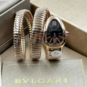 Bvlgari Serpenti 35 mm 102123 Serpenti Tubogas Rose Siyah Kadran Cift Tur Super Clone ETA Saat kırp kapak