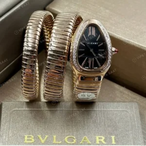 Bvlgari Serpenti 35 mm 102123 Serpenti Tubogas Cift Renk Siyah Kadran Super Clone ETA Saat kırp kapak