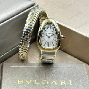 Bvlgari Serpenti 35 mm 102123 Serpenti Tubogas Cift Renk Siyah Kadran Parlak Super Clone ETA Saat kırp kapak