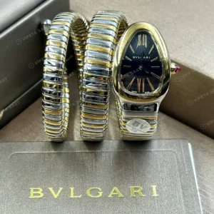 Bvlgari Serpenti 35 mm 102123 Serpenti Tubogas Altin Cift Renk Beyaz Kadran Super Clone ETA Saat kırp kapak