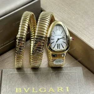 Bvlgari Serpenti 35 mm 102123 Serpenti Tubogas Altin Beyaz Kadran Super Clone ETA Saat kırp kapak