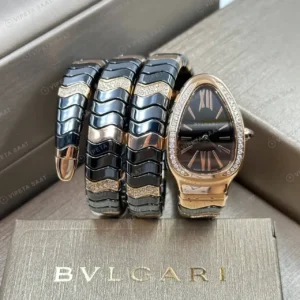 Bvlgari Serpenti 35 mm 102123 Serpenti Rose Cift Renk Siyah Kadran Super Clone ETA Saat kırp kapak