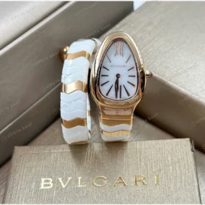 Bvlgari Serpenti 35 mm 102123 Serpenti Rose Beyaz Kadran Super Clone ETA Saat kırp kapak